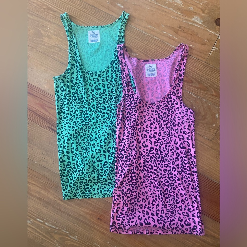 (2) Pink by Victoria’s Secret animal print tank tops